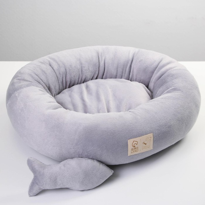 Лежанка с рыбкой, 45х35х11 см, серая Лежанка с рыбкой, 45х35х11 см, серая