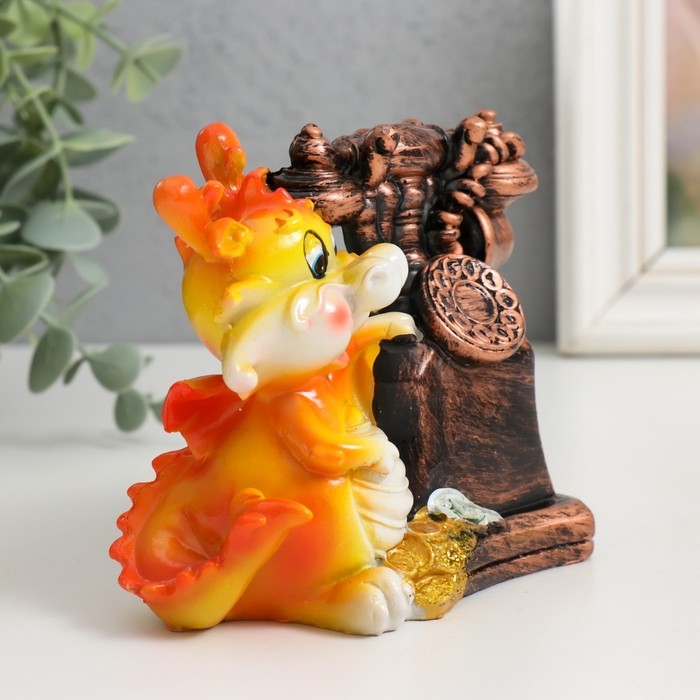 Копилка полистоун Копилка полистоун "Огненный дракоша с ретротелефоном" МИКС 11х7х10,5 см