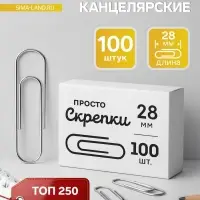 Скрепки канцелярские GLOBUS, 28 мм, 100 шт., без покрытия