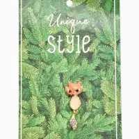 Значок &laquo;Лисичка&raquo;, с подвижным хвостиком, цветной в золоте