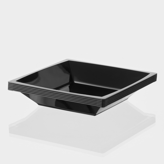 Тарелка пластиковая одноразовая, 17,2×17,2 см, квадратная, глубокая, МИКС