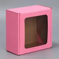 Коробка подарочная сборная с окном, упаковка, &laquo;Розовый&raquo;, 16 х 8 х 16 см