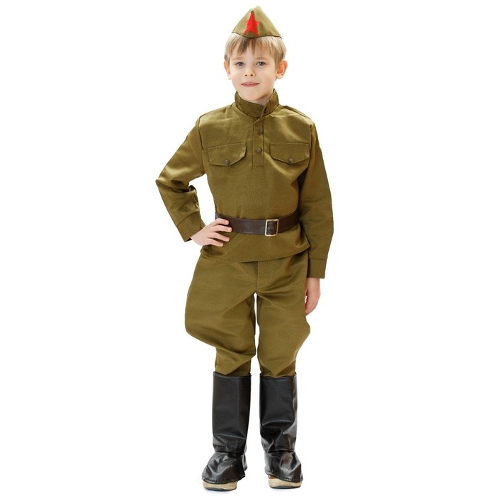 Костюм военного, гимнастёрка, ремень, пилотка, галифе, сапоги, 3-5 лет, рост 104-116 см Костюм военного, гимнастёрка, ремень, пилотка, галифе, сапоги, 3-5 лет, рост 104-116 см