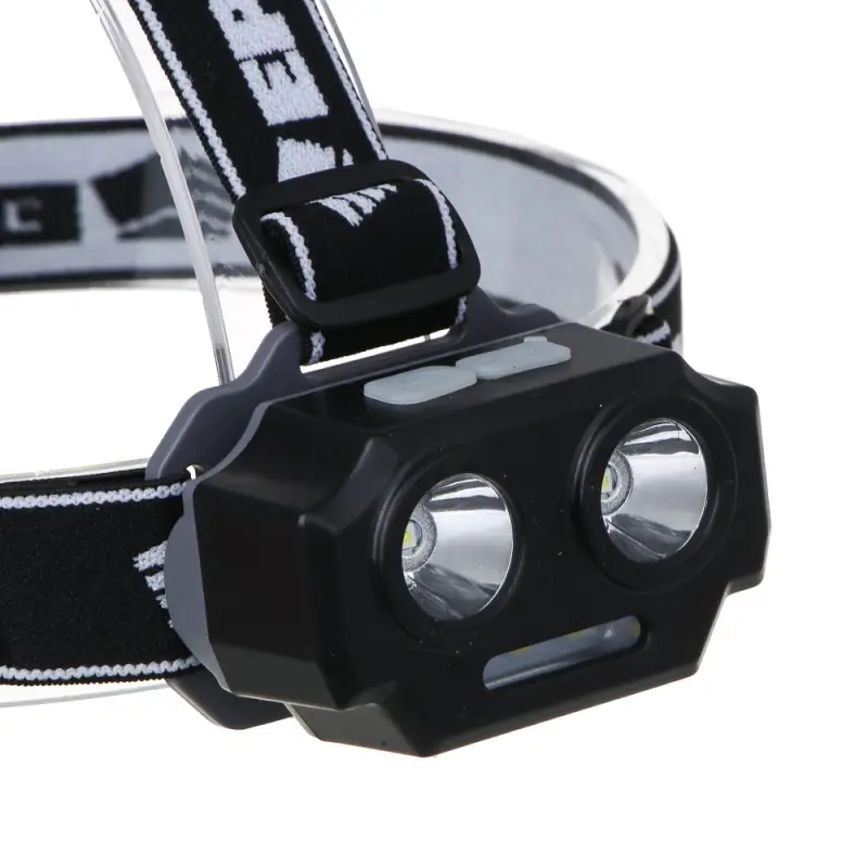 Фонарь налобный тм ЕРМАК, 2 P30 LED +3 SMD, 5 режимов, 1200мАч, 7,2х4,8х4см, USB кабель, пластик
