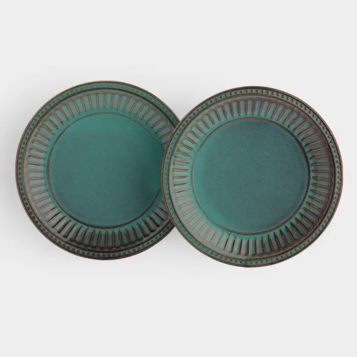 Тарелки Доляна &laquo;Винтаж&raquo;, d=20 см, набор 2 шт., керамика, бирюзовые