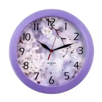 Часы настенные, серия: Цветы, &laquo;Цветущее дерево&raquo;, плавный ход, d=29 см, сиреневый обод