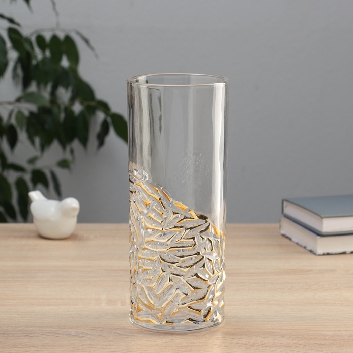 Ваза стекло настольная  Ваза стекло настольная "Милагрос" узоры низ, 24х10 см, прозрачный