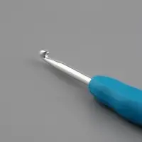 Крючок для вязания, с силиконовой ручкой, d=4 мм, 14 см, голубой
