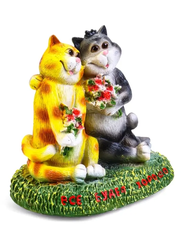 Садовая фигура из полистоуна &laquo;Кошки влюблённые. Всё будет хорошо&raquo;, 23&times;15&times;23 см