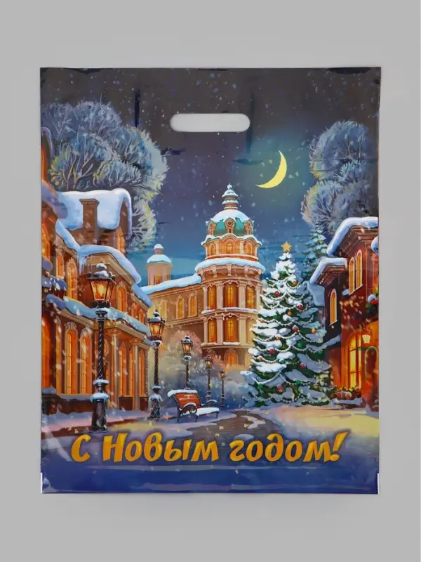 Пакет &laquo;Аллея огней&raquo;, полиэтиленовый с вырубной ручкой, 38&times;47 см, 60 мкм
