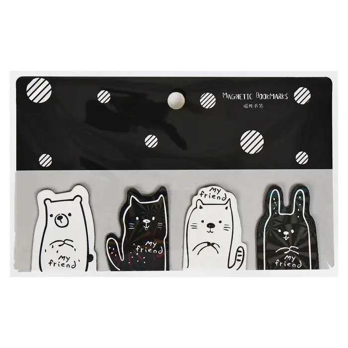 Набор магнитных закладок для книг Calligrata 4 штуки, Набор магнитных закладок для книг Calligrata 4 штуки, "Кошки", МИКС