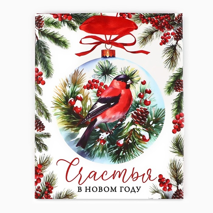 Пакет подарочный новогодний ламинированный «Счастья в Новом году», снегирь, S 12 х 15 х 5.5 см Пакет подарочный новогодний ламинированный «Счастья в Новом году», снегирь, S 12 х 15 х 5.5 см