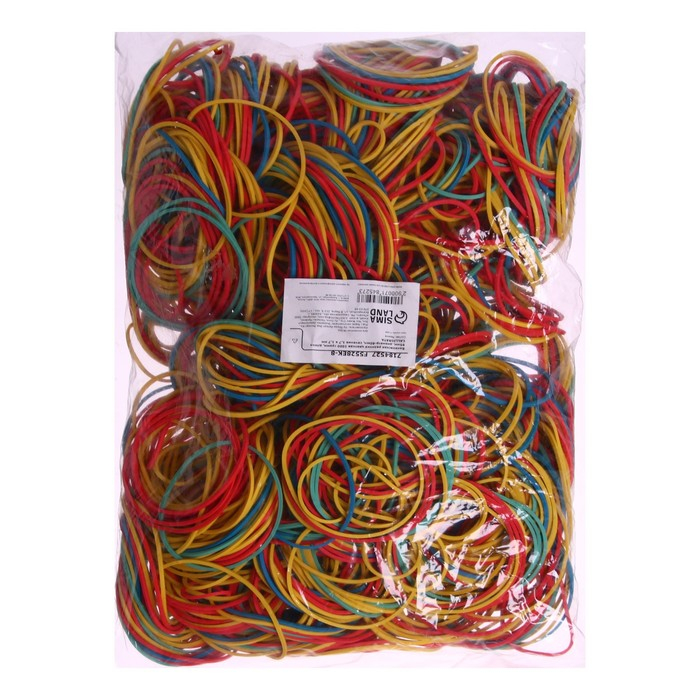 Банковская резинка цветная, 1000 грамм, длина 95 мм, диаметр - 60 мм, сечение 1,7 х 1,7 мм Банковская резинка цветная, 1000 грамм, длина 95 мм, диаметр - 60 мм, сечение 1,7 х 1,7 мм