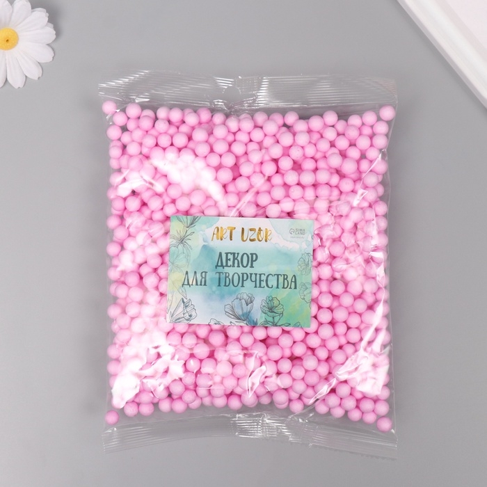 Декор для творчества пенопласт Декор для творчества пенопласт "Ассорти шариков" светло-малиновый набор 10 гр