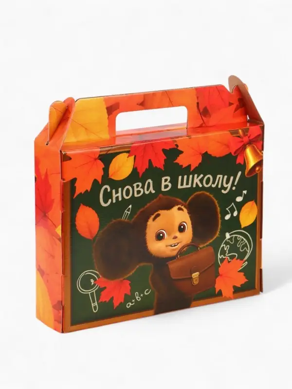 Коробка подарочная складная &laquo;Снова в школу&raquo;, Чебурашка, 33.5&times;25.5&times;7.5 см
