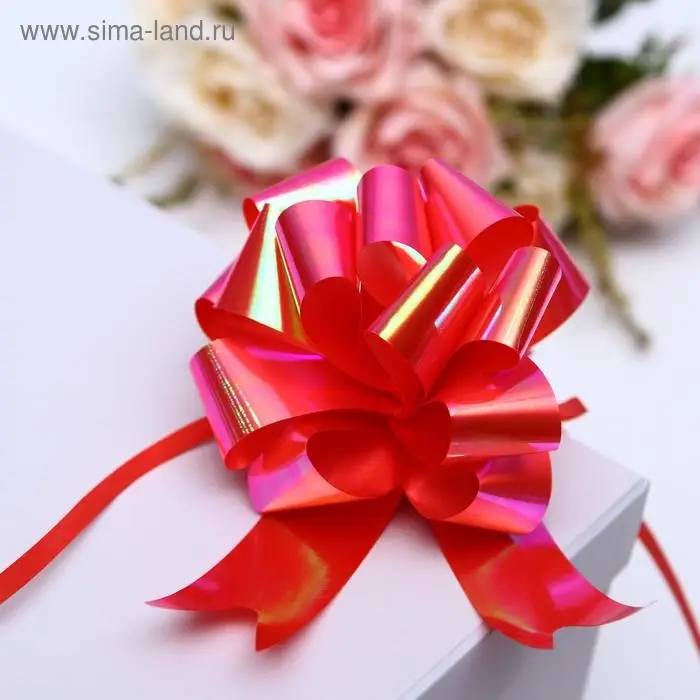 Бант - шар №3 перламутровый, красный Бант - шар №3 перламутровый, красный