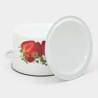 Кастрюля эмалированная, 8 л, d=26.5 см, с крышкой, цилиндрическая, белая