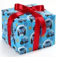 Упаковочная бумага, 70х100 см, Синий трактор Упаковочная бумага, 70х100 см, Синий трактор