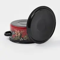 Кастрюля эмалированная &laquo;Рябинушка&raquo;, 2 л, d=18 см, с крышкой, ручка МИКС, чёрная, красная