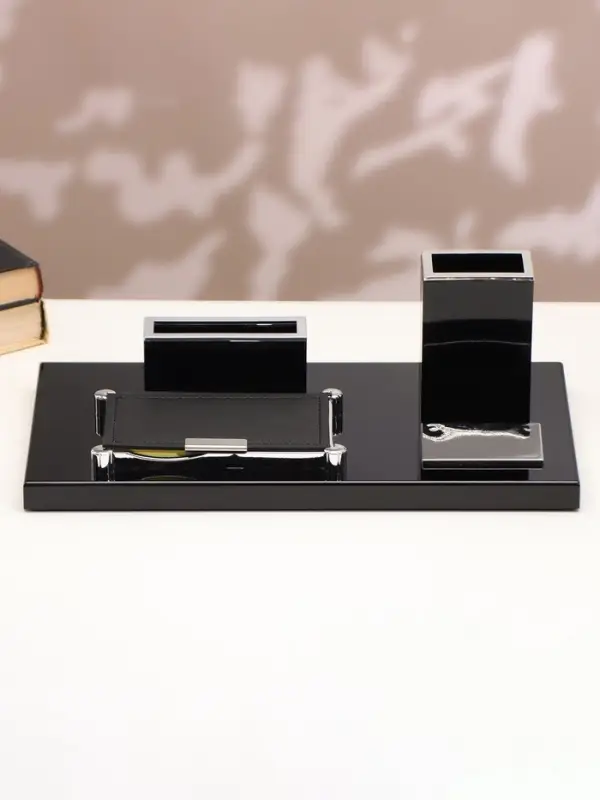 Набор настольный канцелярский 4 в 1 с визитницей, МИКС