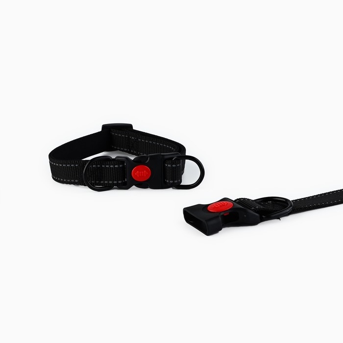 Ошейник с подкладом из нейлона с фастексом 2,5 см, ОШ 31-48 см, черный Ошейник с подкладом из нейлона с фастексом 2,5 см, ОШ 31-48 см, черный