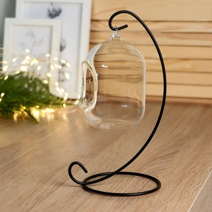 Флорариум &laquo;Цилиндр&raquo;, на подвесе, 12&times;8 см, h=23 см, стекло, прозрачный, чёрный