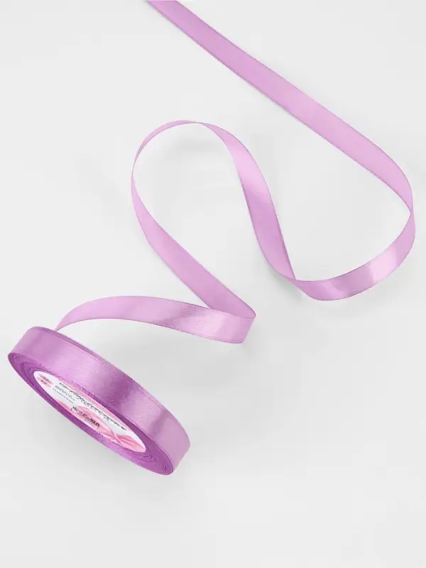Лента атласная, 12 мм, 23±1 м, светло-сиреневая Лента атласная, 12 мм, 23±1 м, светло-сиреневая