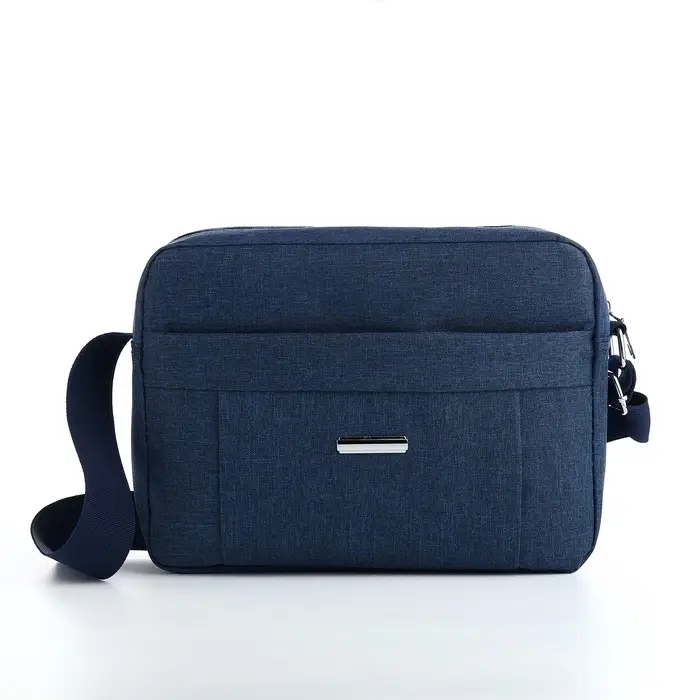 Сумка кросс-боди мужская на молнии, 2 наружных кармана, 27&times;10&times;20 см, синяя