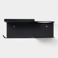 Держатель для туалетной бумаги с полочкой с отверстием для освежителя, чёрный