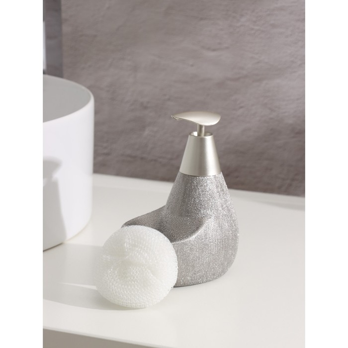 Дозатор для моющего средства с подставкой для губки Доляна «Африка, 350 мл, цвет серый Дозатор для моющего средства с подставкой для губки Доляна «Африка, 350 мл, цвет серый