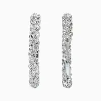 Серьги-кольца со стразами &laquo;Россыпь&raquo;, d=4.5 см, белые в серебре