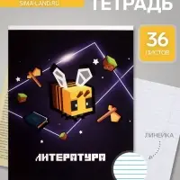 Предметная тетрадь по литературе Calligrata &laquo;Пиксели&raquo;, 36 листов, в линейку, со справочным материалом, обложка из мелованного картона