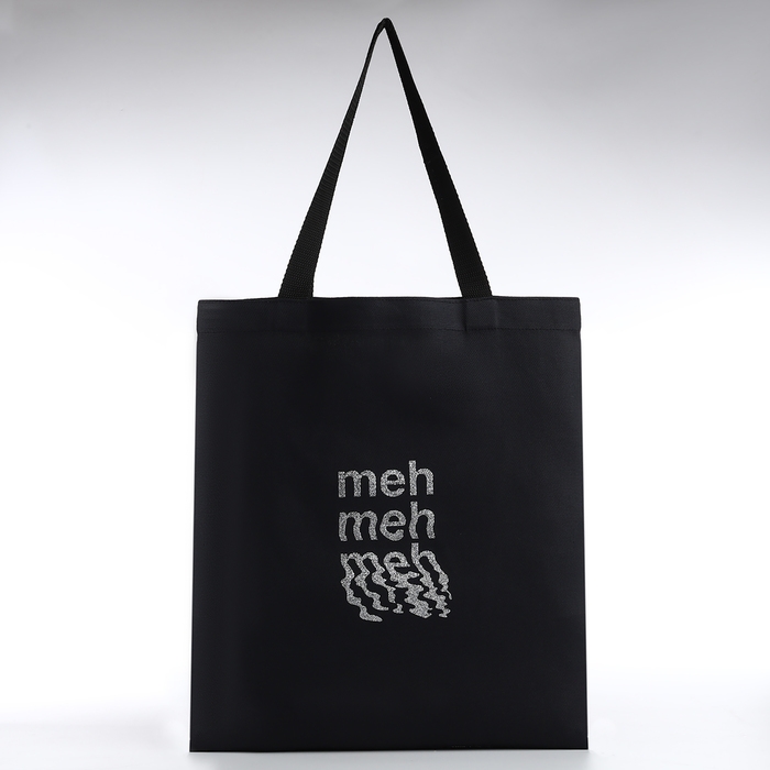Шопер Meh 35х0,5х40, принт с блестками, без подклада, чёрный Шопер Meh 35х0,5х40, принт с блестками, без подклада, чёрный