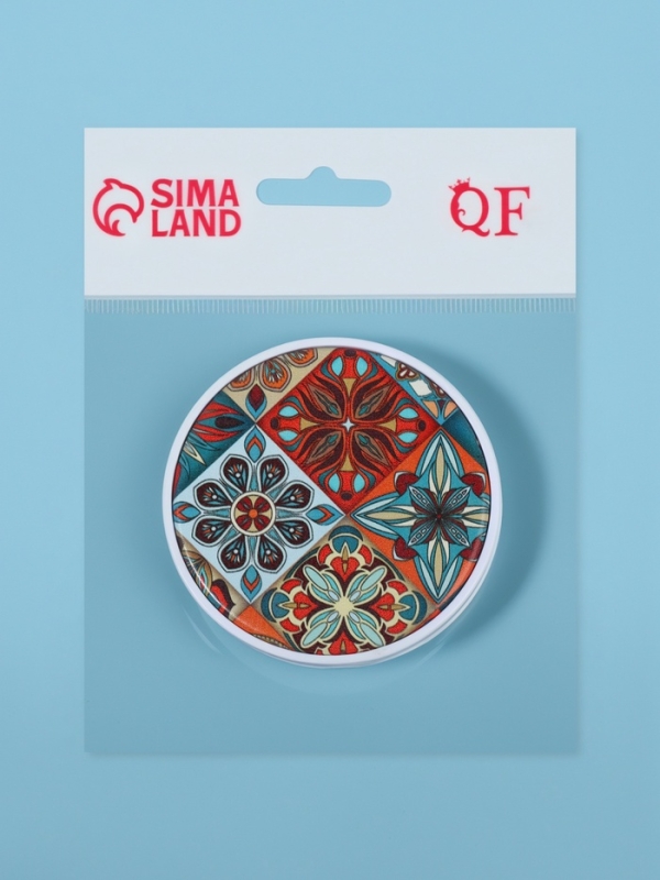 Зеркало складное «Витраж», d = 7,3 см, цвет оранжевый/синий