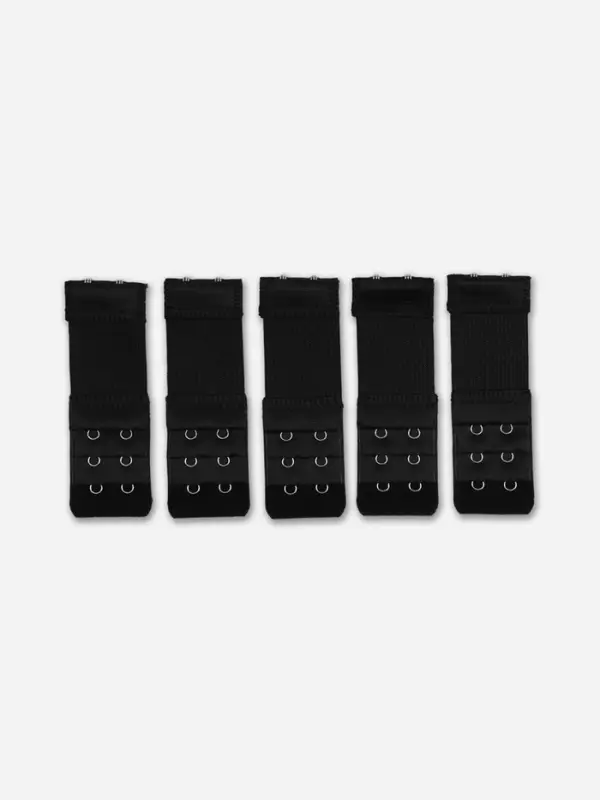 Застёжка для бюстгальтера, удлинитель, 3 ряда 2 крючка, 3.2&times;10.5 см, 5 шт., чёрная