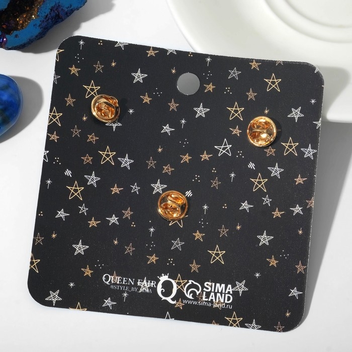 Набор значков (3 шт.) «Космос», цветной в золоте Набор значков (3 шт.) «Космос», цветной в золоте