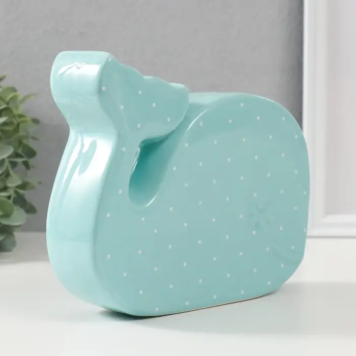 Копилка для денег &laquo;Китёнок в горох&raquo;, керамика, зелёный, 21.5&times;5.2&times;18.2 см