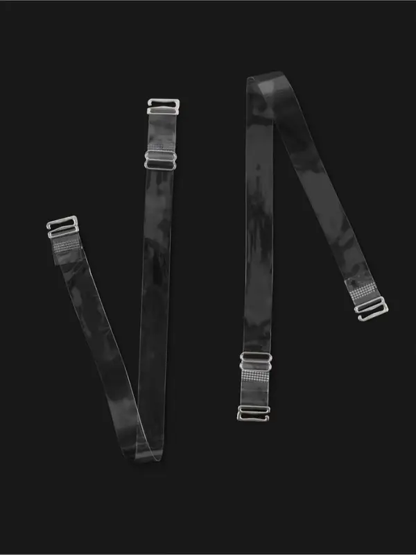 Лямки для бюстгальтера, силиконовые, фурнитура металл, 1.5 см, 37 см, пара, прозрачные