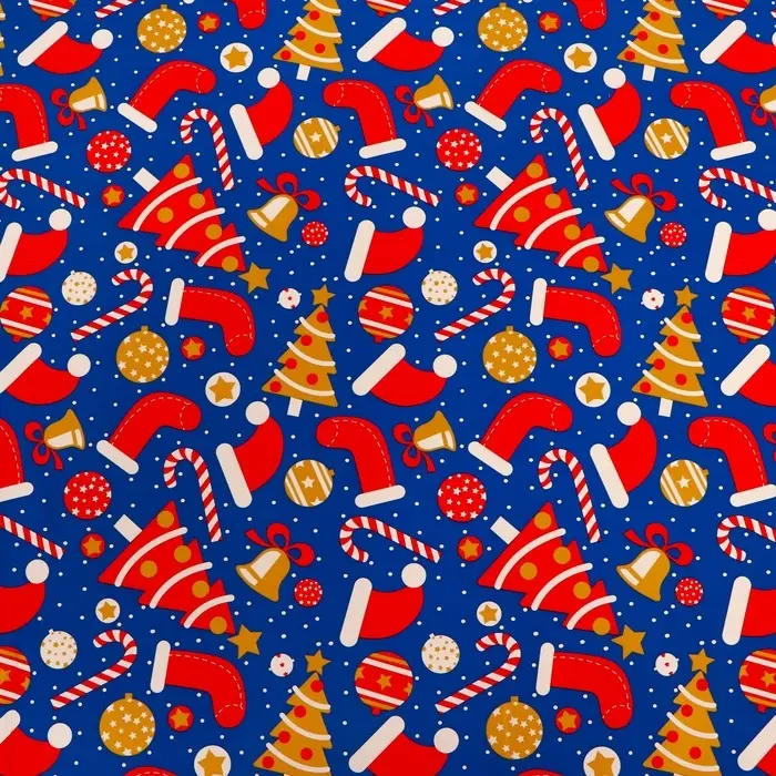 Пленка упаковочная для подарков, металлизированная, 35мкм "Новогоднее ассорти“, 50х70см