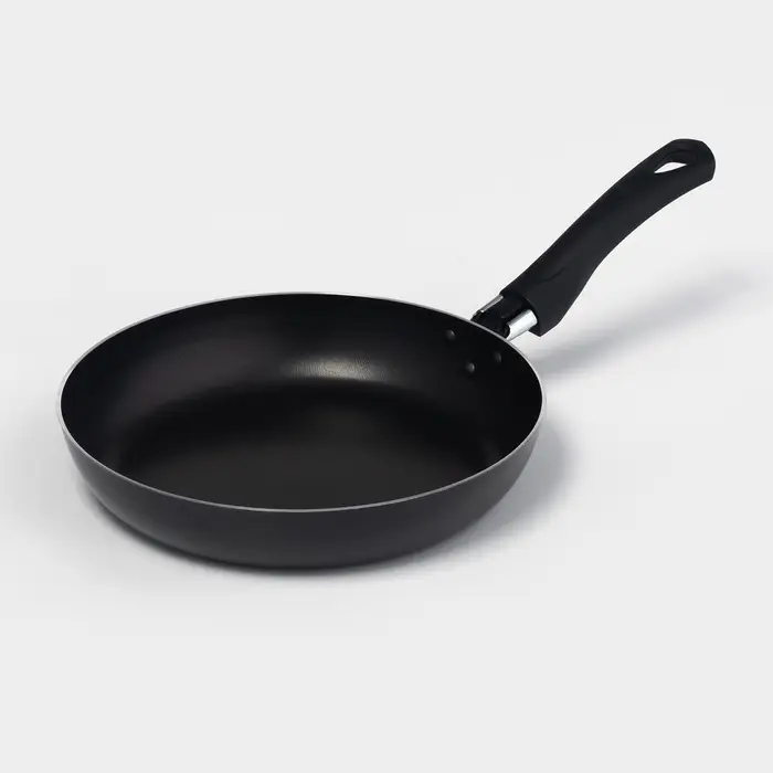 Сковорода Consul, d=22 см, пластиковая ручка, стеклянная крышка, антипригарное покрытие, алюминий, чёрная