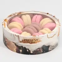 Коробка для макарун, кондитерская упаковка тубус с окном, &laquo;Мрамор&raquo; 20&times;20&times;5 см