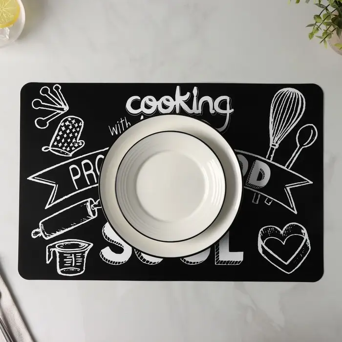 Салфетка сервировочная на стол «Кулинария», 42×27 см, чёрная