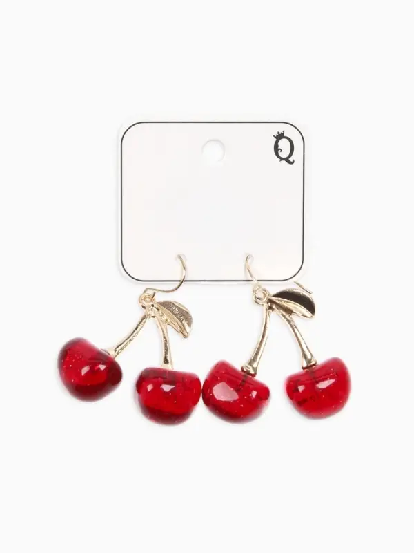 Серьги &laquo;Вишенка&raquo;, бордовые в золоте