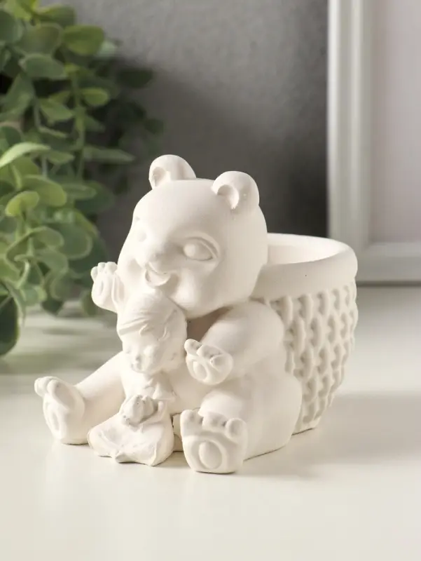 Подставка для мелочей &laquo;Медведь с корзинкой&raquo; 9&times;10&times;8 см, гипс