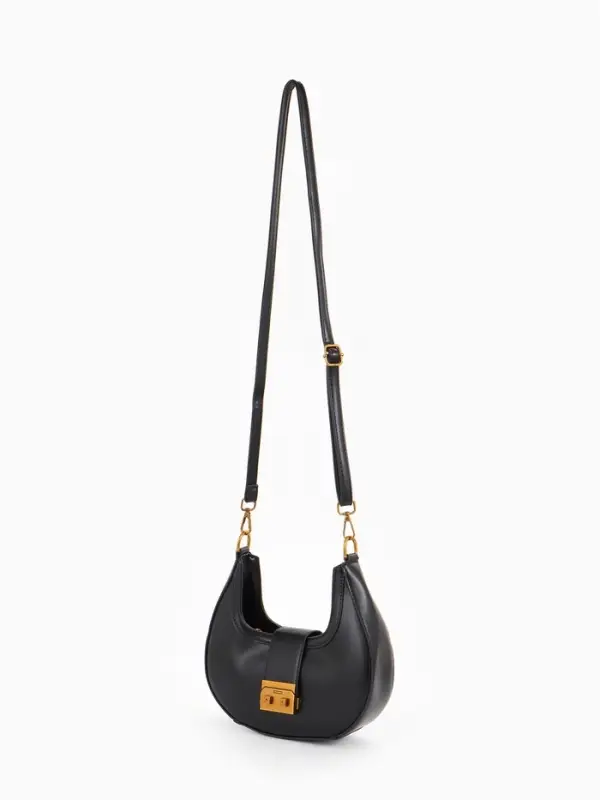 Сумка женская багет TEXTURA на молнии, 24&times;6.5&times;13 см, чёрная