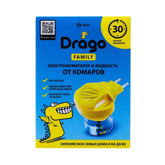 Средство инсектицидное Средство инсектицидное "Жидкость от комаров". Комплект: электрофумигатор + жидкость от комаров Drago
