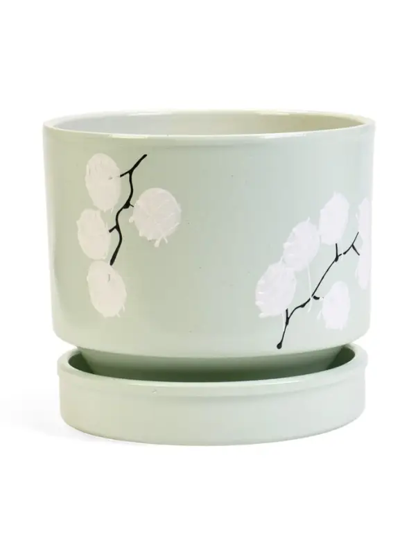 Горшок цветочный с поддоном 3,4 л, керамика  Горшок цветочный с поддоном 3,4 л, керамика "Листья" (М)