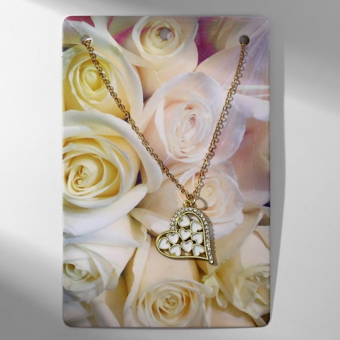 Кулон «Прелесть» сердце, ассорти, цвет белый в золоте, 40 см Кулон «Прелесть» сердце, ассорти, цвет белый в золоте, 40 см