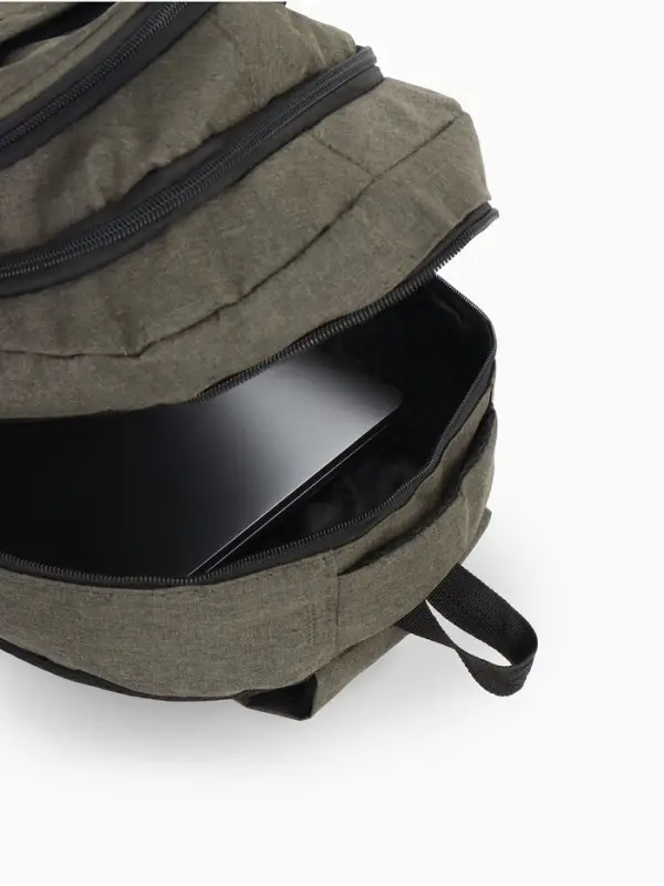 Рюкзак школьный на молнии, 2 отдела, 4 кармана, размер 32&times;15&times;47 см, хаки