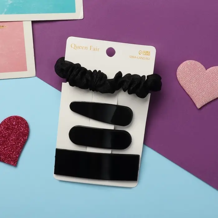 Набор для волос Набор для волос "Толиман" (1 резинка-6 см,3 невидимки-7 и 5 см) чёрный